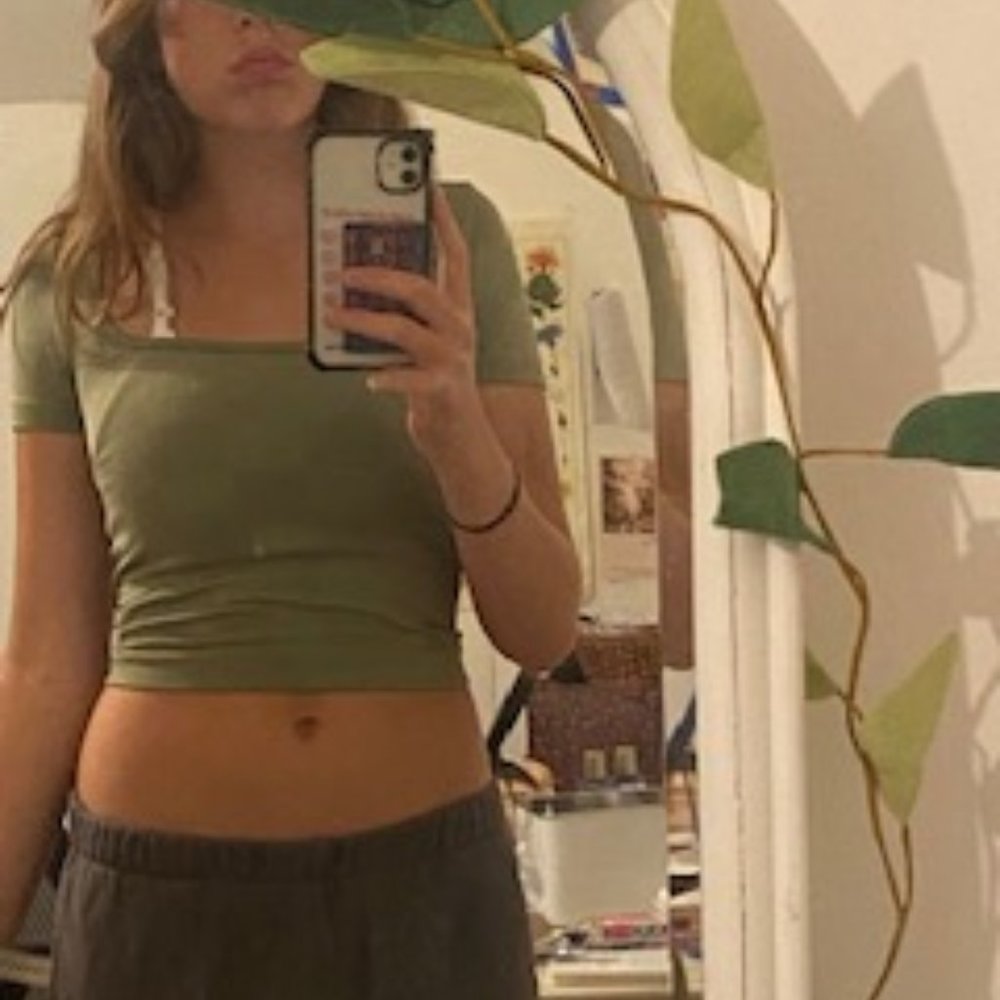 trendy green cropped top
